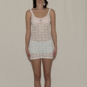 Y2k white lace mini dress bodycon size small delicates size nylon spandex